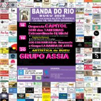 Cartel das Festas da Banda do Río 2026 en honra a Santa Ifigenia, os días 18, 19 e 20 de setembro en Bueu.